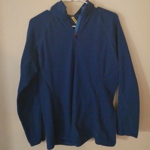 Blue Cabela's fleece jacket.